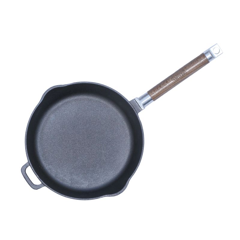 Сковорода чугунная БИОЛ с 2-мя носиками 26 см съемная ручка (1226)