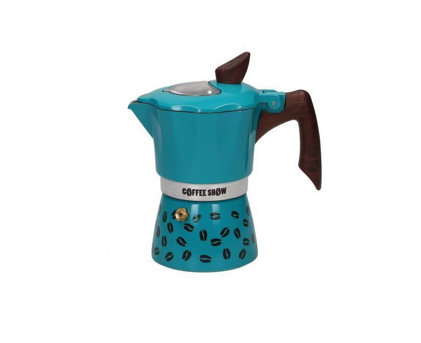 Гейзерная кофеварка GAT COFFEE SHOW бирюзовая на 6 чашек (104606 бірюза)