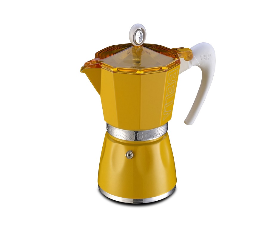 Гейзерная GAT BELLA кофеварка желтая на 6 чашек (103806 жовта)