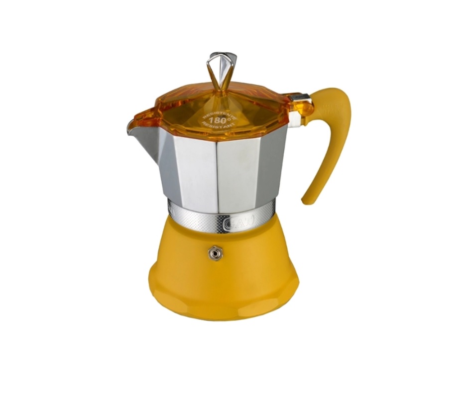 Гейзерная кофеварка желтая на 6 чашек FANTASIA GAT (106006 жовта)